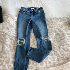 Work once blue skinny high waisted jeans